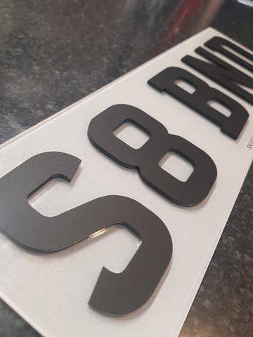 Laser Cut Acrylic Road Legal Number Plates Matt Black Letters