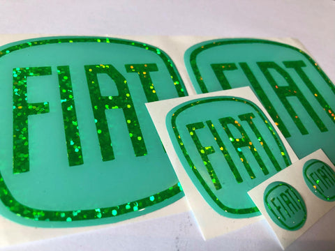 Clearance - FIAT 500 Full set Mint/Glitter Fluorescent Green Gel Badges