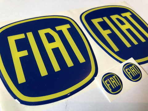 Clearance - Fiat 500 Front, Rear & Key fob Gel Badges Sapphire Blue & Yellow
