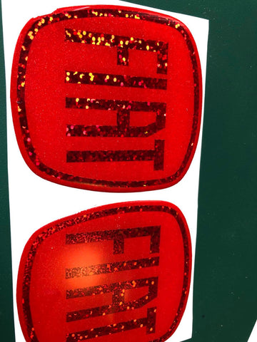 Clearance - Fiat 500 Front and Rear Gel Badges Glitter Red/Glitter Red