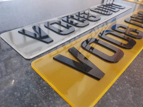 Laser Cut Tinted Acrylic Number Plates